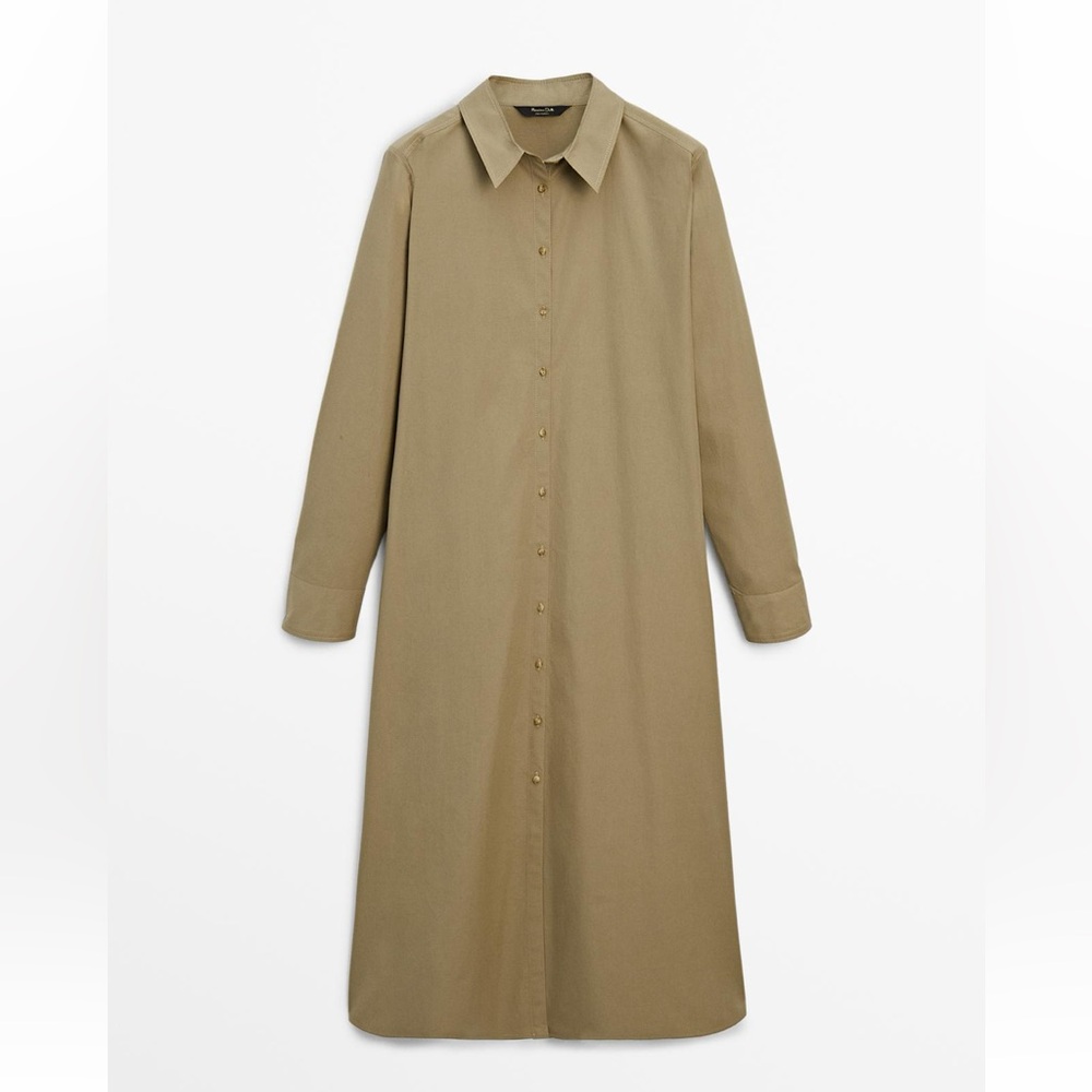 Massimo Dutti | Khaki Beige Shirt Dress